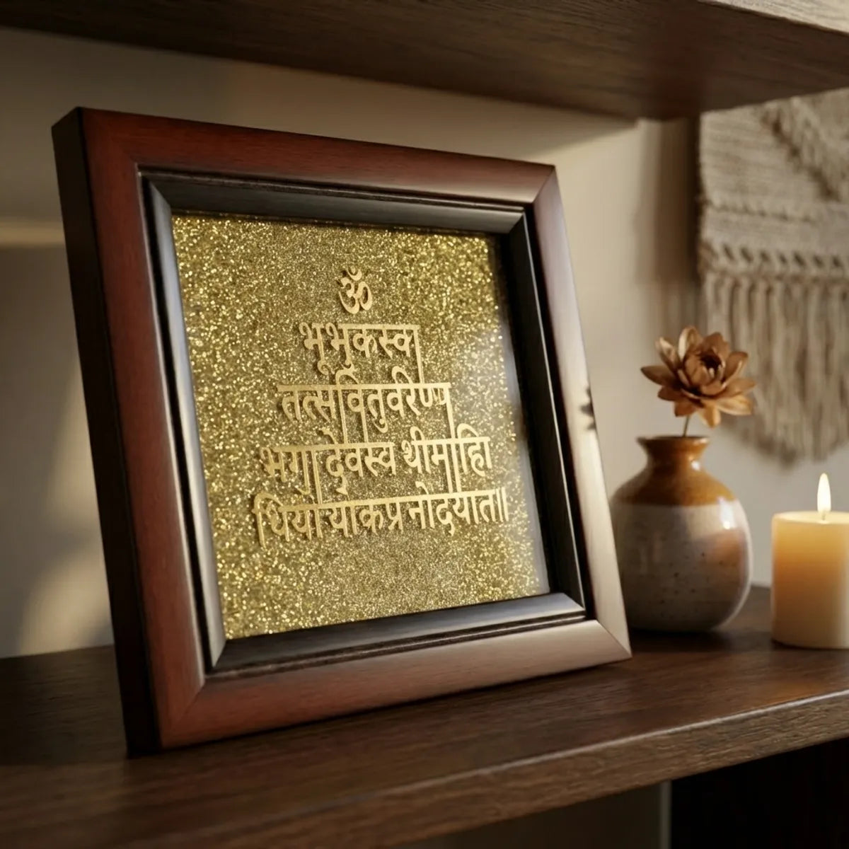 Pyrite Gayatri Mantra Frame